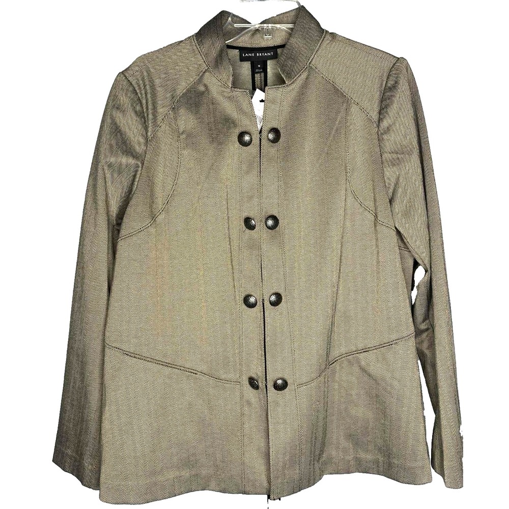 NEW Lane Bryant women's jacket size 18 military herringbone corpcore blazer